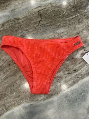 ZYIA Coral Textured Bikini Bottom - Bright Orange-Red